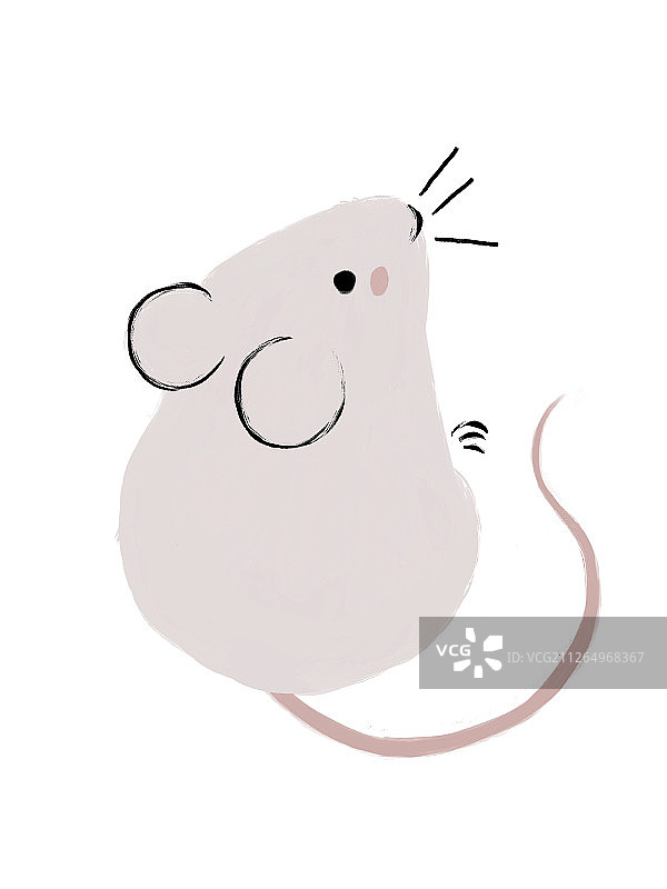 水墨萌萌的小老鼠插图图片素材