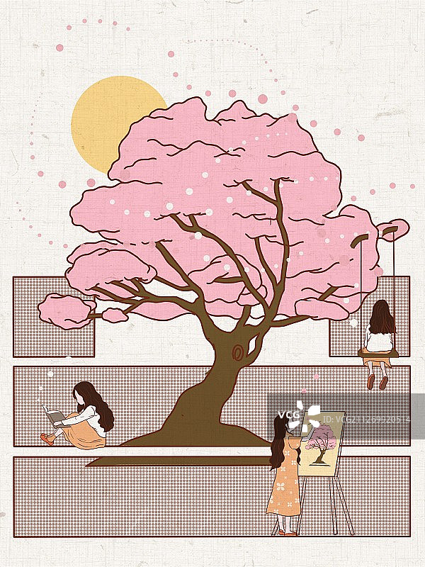樱花树下图片素材