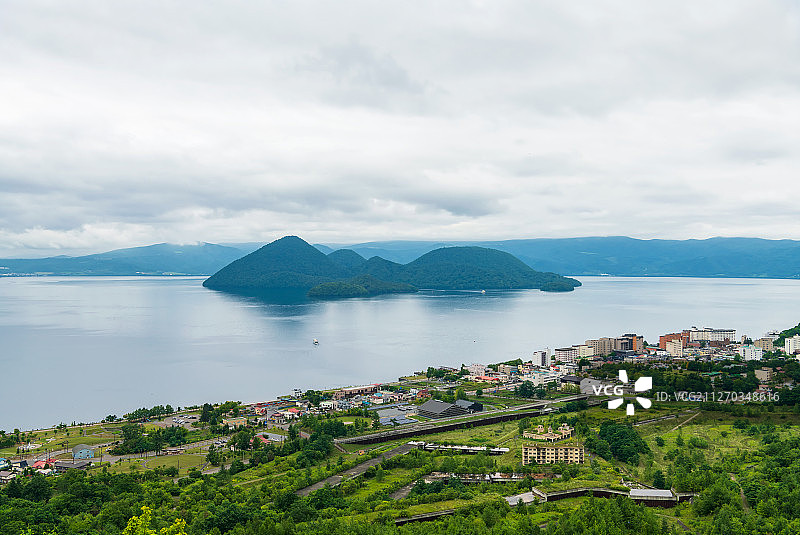 日本北海道洞爷湖户外风光高视角图片素材