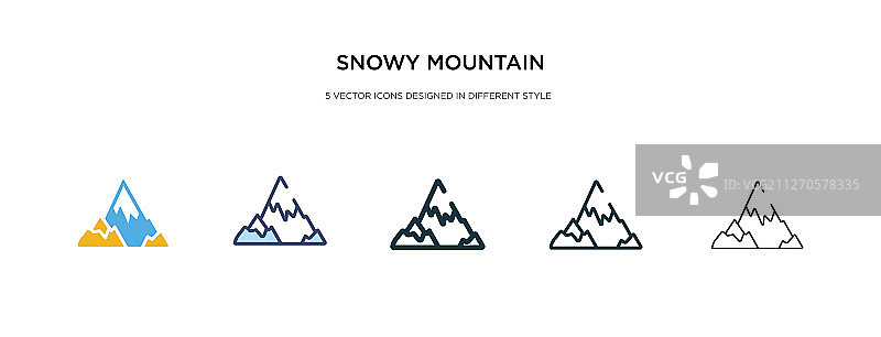 雪山图标有两种不同的风格图片素材