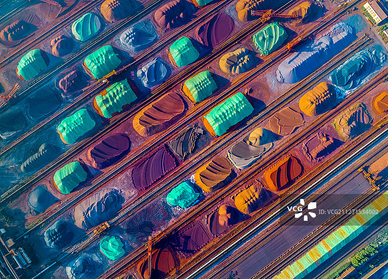 马鞍山铁矿砂堆场 集装箱码头 航拍图片素材