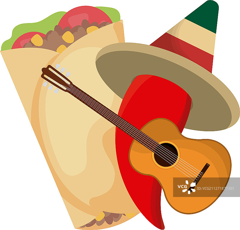 辣椒与帽子和图标墨西哥图片素材