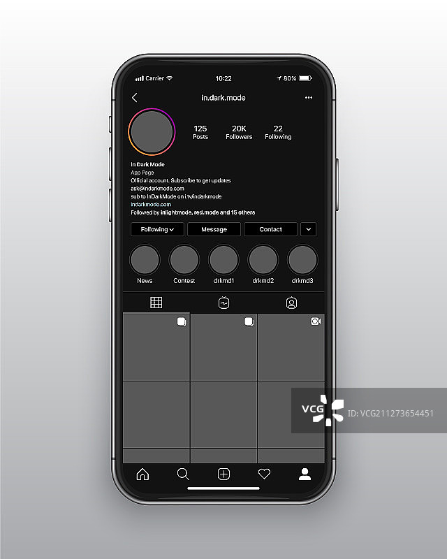 设计模板instagram暗模式应用程序UI图片素材