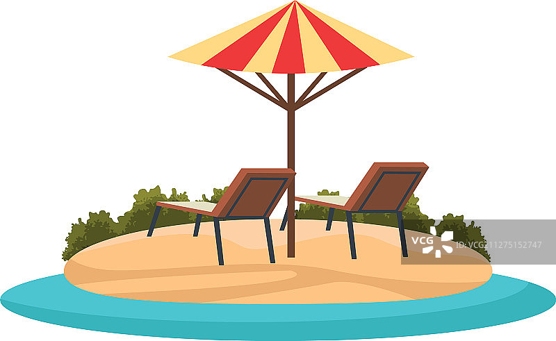 有遮阳伞和座椅图标的海滩图片素材