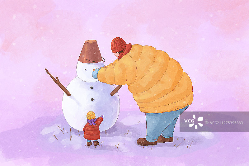 相伴四季父亲节插画系列之冬天2图片素材
