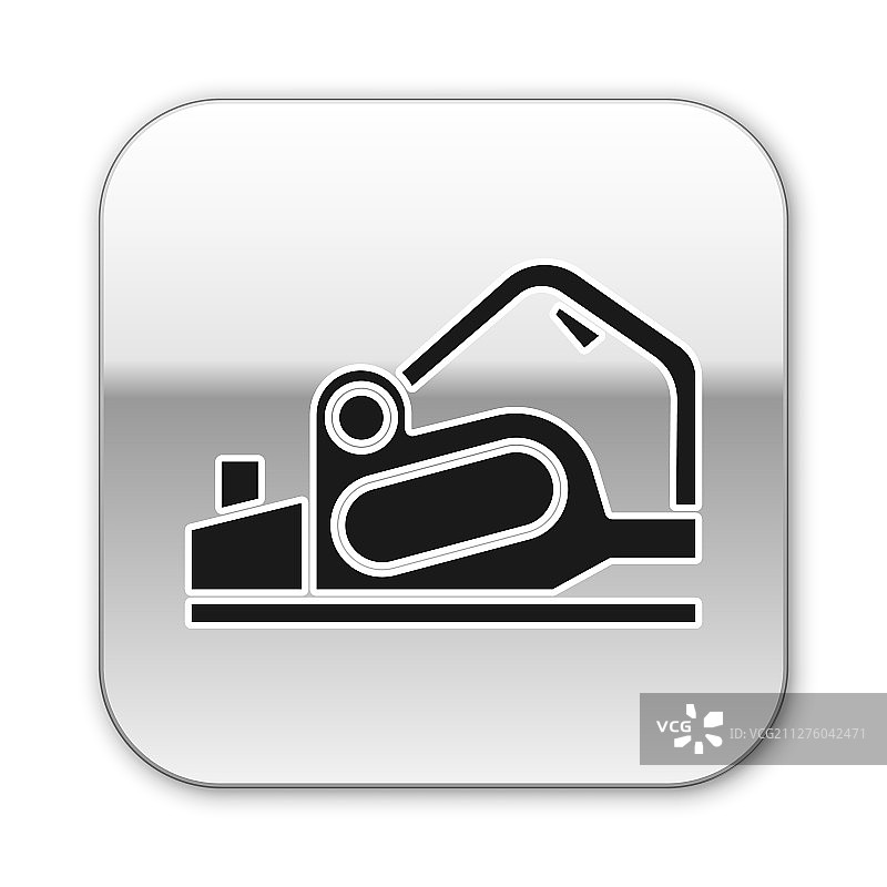 黑色电动刨床工具图标隔离在白色上图片素材