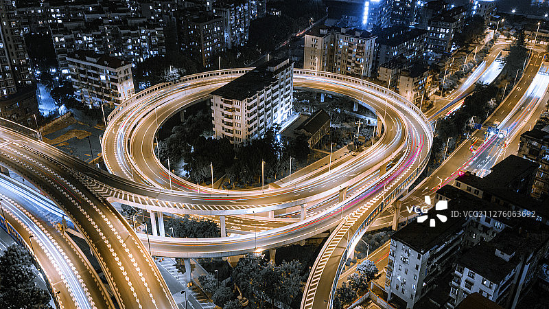 中国广州城市公路夜景鸟瞰图图片素材