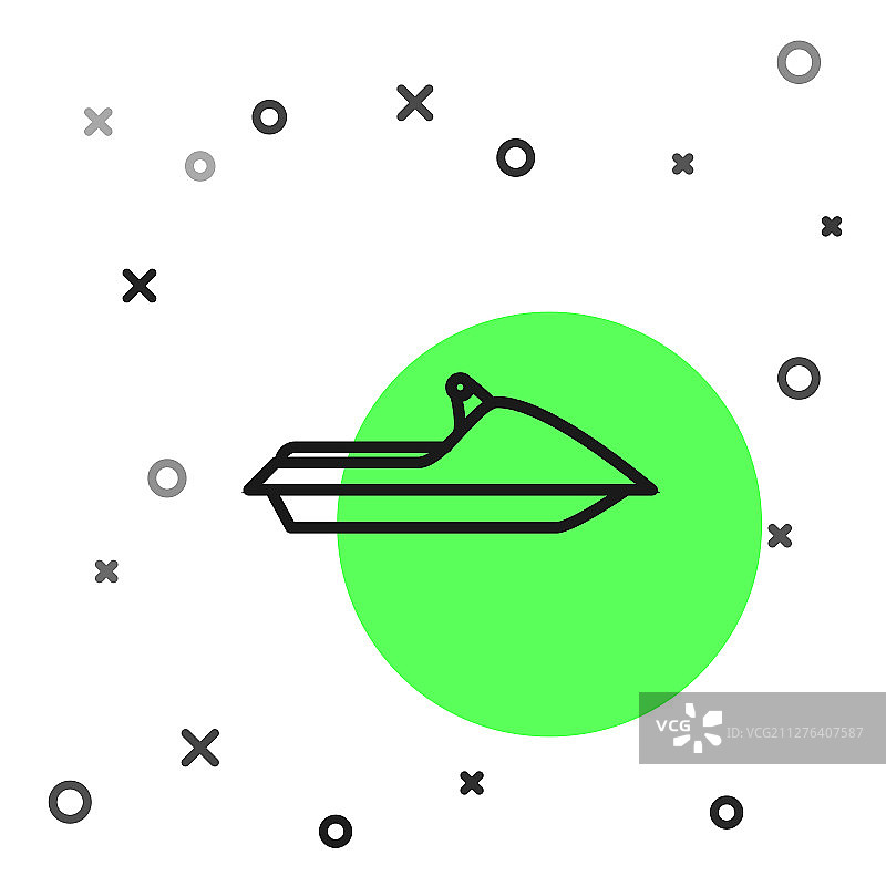 黑色线喷气滑雪图标孤立在白色图片素材