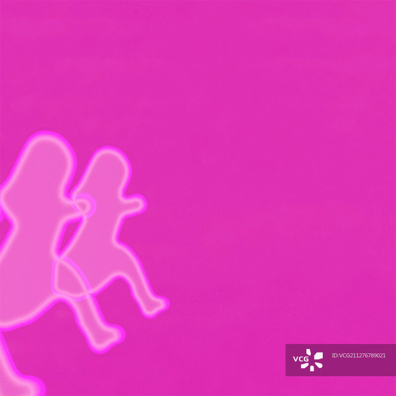 排霓虹粉色跳跃的女孩动画图片素材