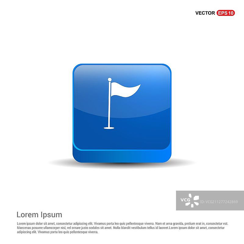 高尔夫旗帜图标- 3d蓝色按钮。图片素材