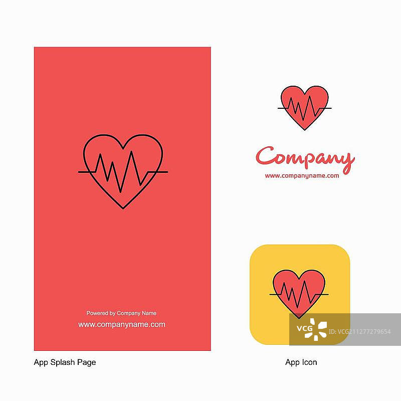 心电公司Logo App图标和Splash页面设计。创意商业应用设计元素图片素材