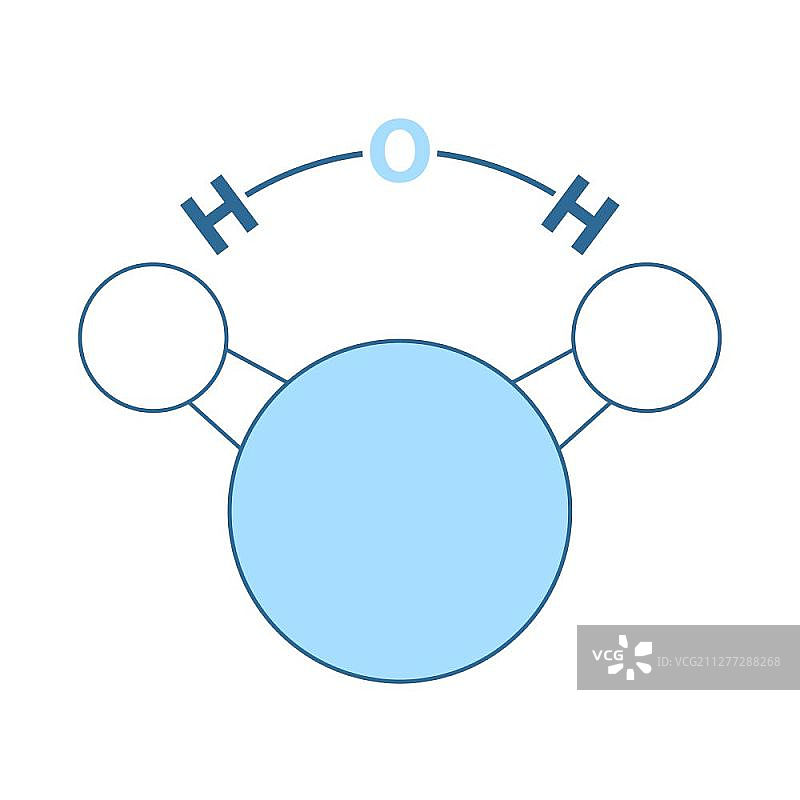 化学分子水的图标。细线与蓝色填充设计。矢量插图。图片素材