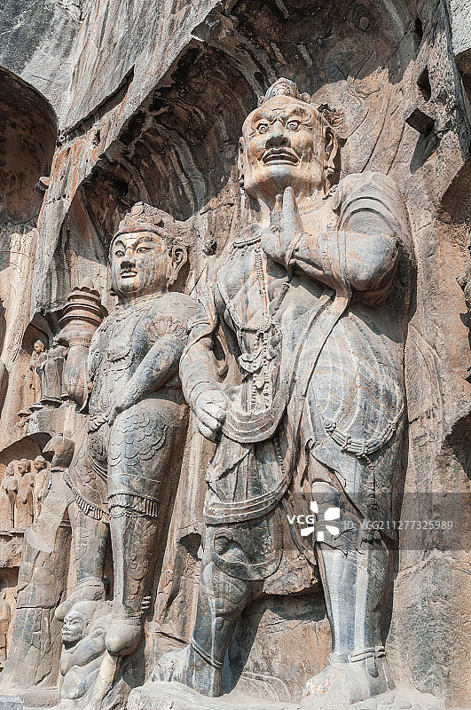 亚洲中国河南省洛阳市龙门石窟奉先寺天王力士像图片素材