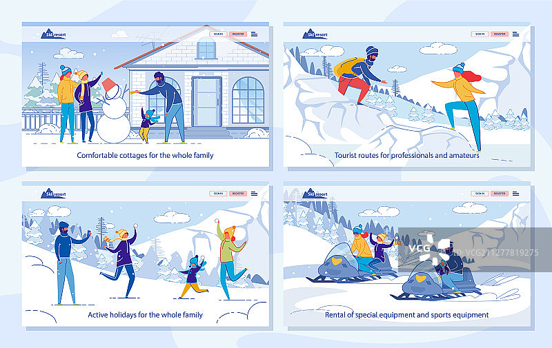 冬季家庭旅游及旅游广告集图片素材