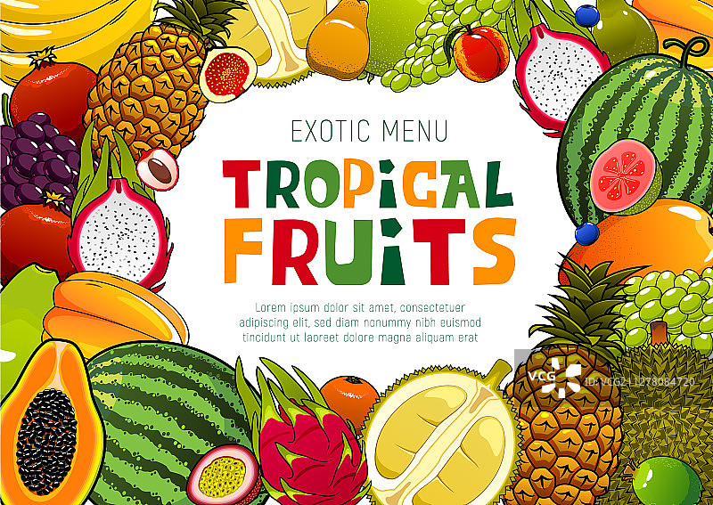 异国水果，热带木瓜和菠萝水果图片素材