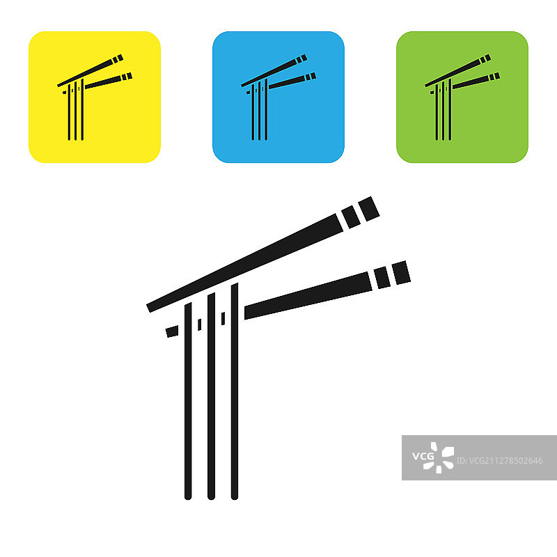 黑色亚洲面条和筷子图标孤立图片素材