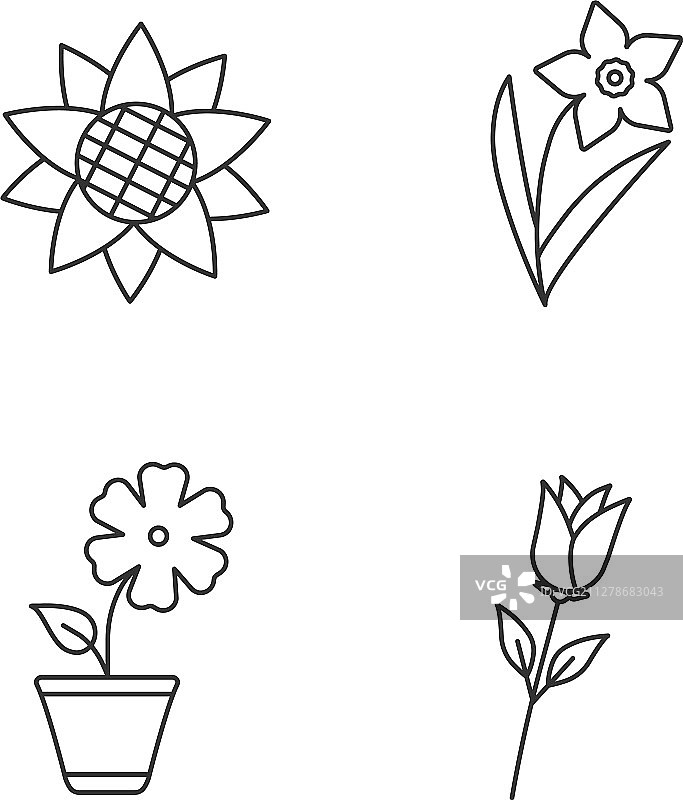 花卉线性图标集图片素材