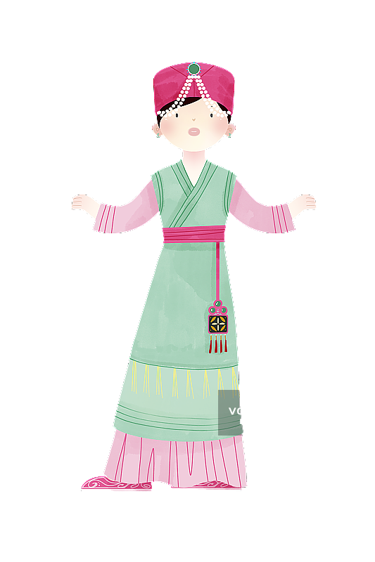 中国传统文化少数民族锡伯族服饰插画图片素材