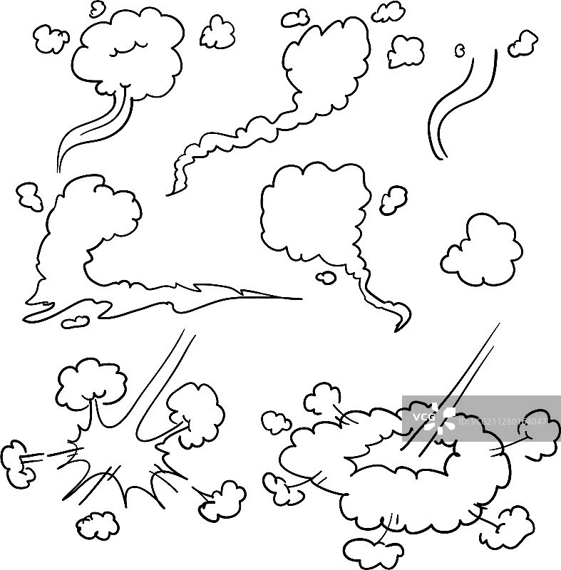 漫画风格的卡通烟雾云图片素材