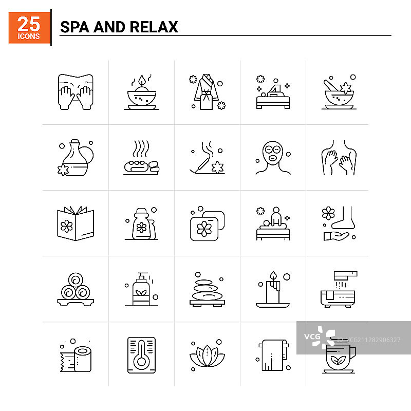 25水疗和放松图标设置背景图片素材