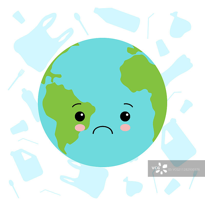 不再有塑料悲伤的地球卡通图片素材