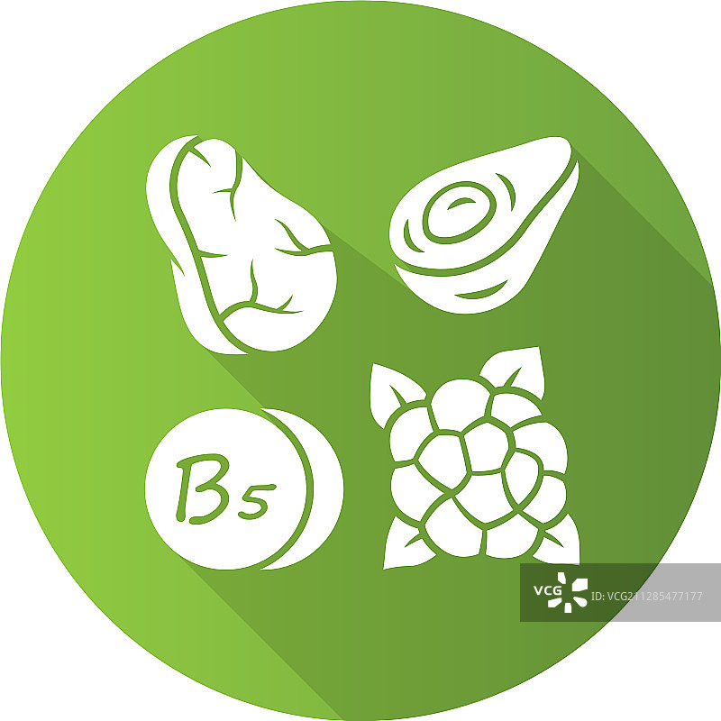 维生素b5绿色扁平设计长影字形图片素材