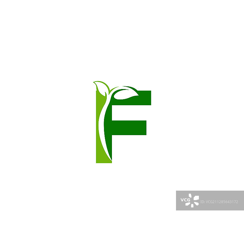 绿叶与首字母f组合图片素材