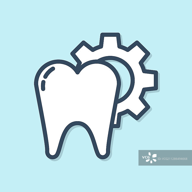 蓝线牙治疗程序图标孤立图片素材