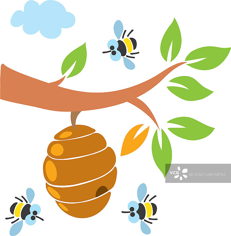 有趣的蜜蜂和蜂箱集图片素材