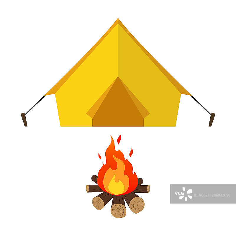 插图帐篷和篝火单位图片素材