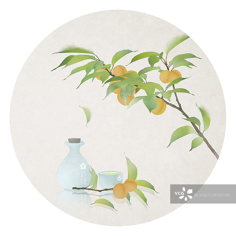 中式古风复古杏子酒图片素材