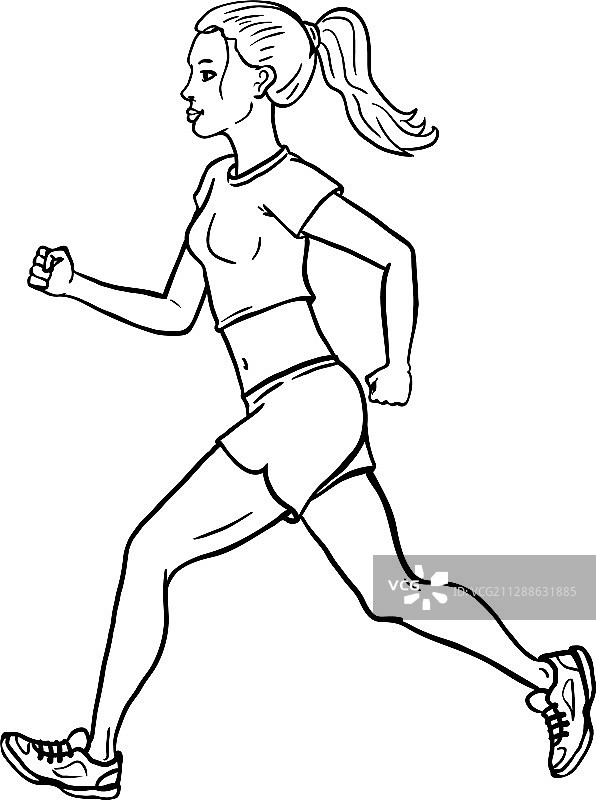 女性角色慢跑的年轻女子图片素材