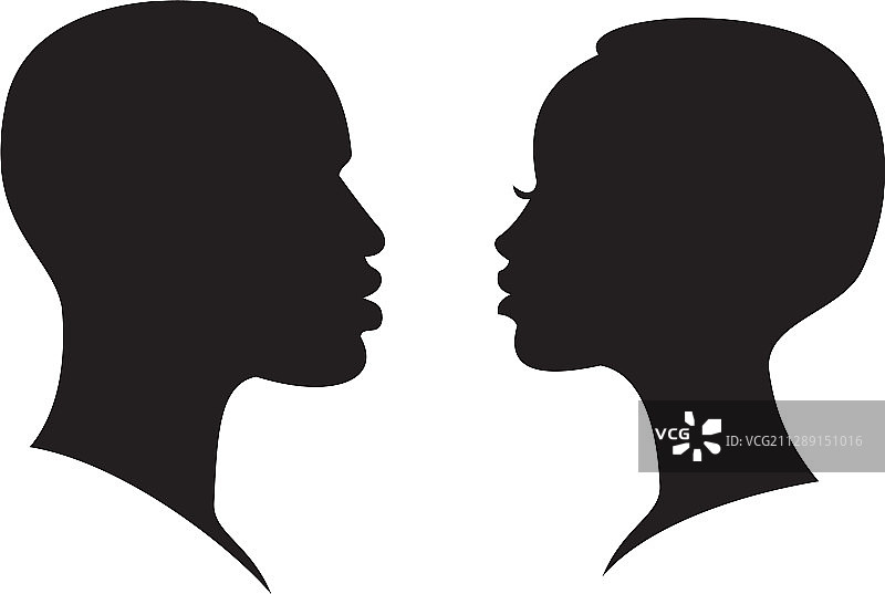 男人和女人面对面的剪影图标图片素材