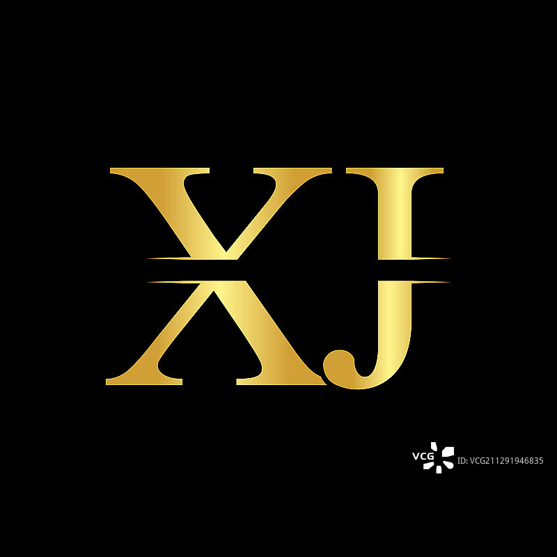 创意字母xj标志与金色抽象图片素材