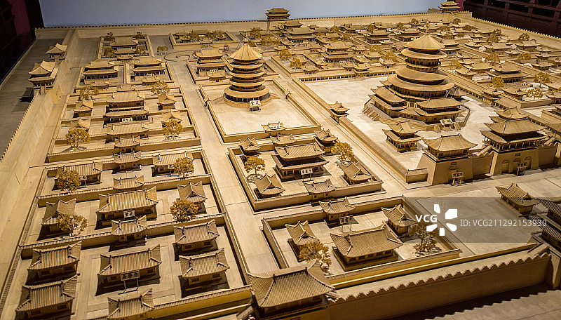 唐朝都城长安复原木质模型图片素材