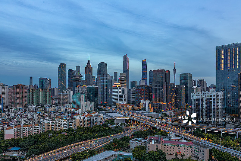 广州市区中心CBD城市天际线都市风光摩天大楼建筑繁荣经济金融图片素材