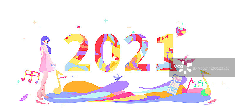 2021新年数字符号艺术字的插画图片素材