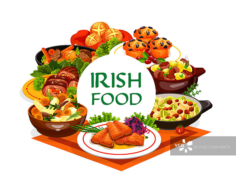 爱尔兰料理食物肉类蔬菜炖菜和鱼图片素材