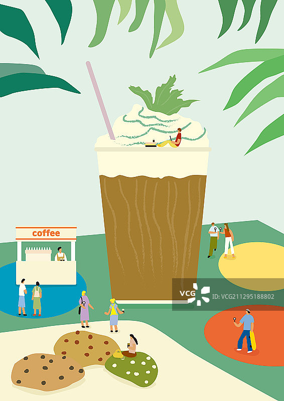 饮料，咖啡馆，甜点，夏天，迷你，咖啡，植物图片素材