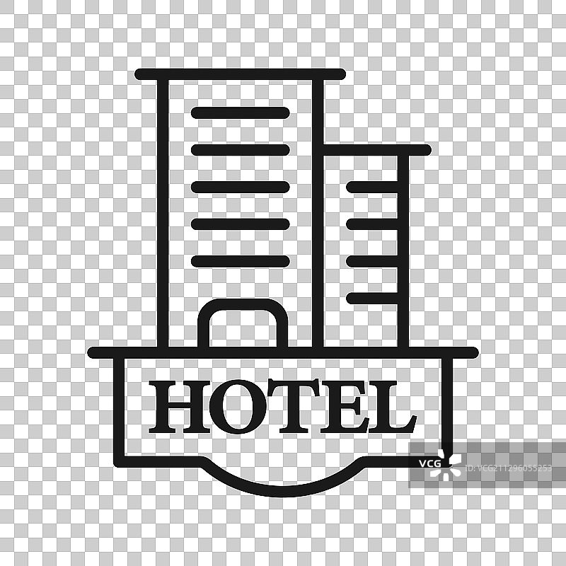 酒店标志图标在公寓式客栈建筑上图片素材