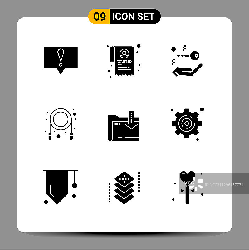 在网格上设置9个实体符号使齿轮箭头真实图片素材