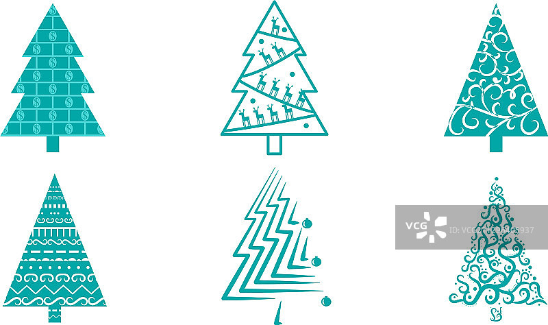 圣诞和新年的青翠常青树伴图片素材