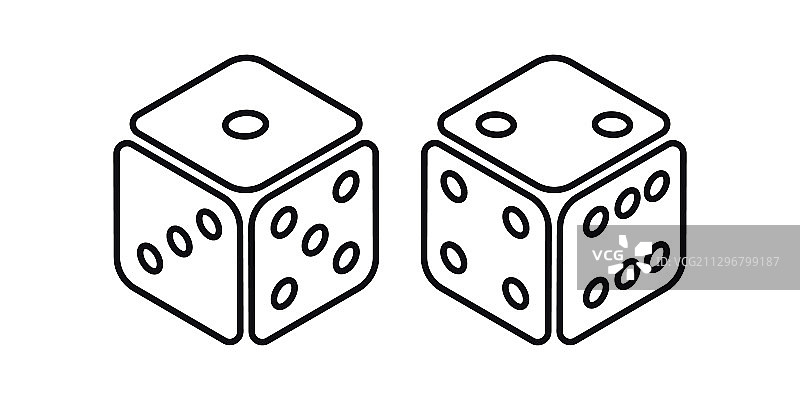 两个骰子赌局或骰子平掷图标图片素材