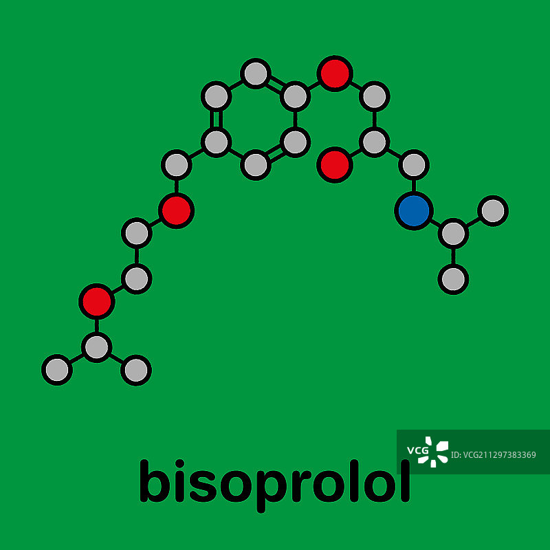 比索洛尔-受体阻滞剂，分子模型图片素材