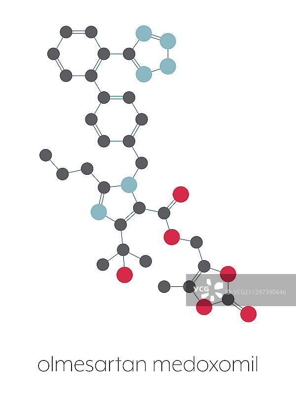 奥美沙坦降压药，分子模型图片素材
