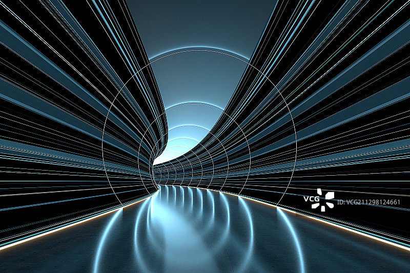 3D霓虹灯空间背景隧道图片素材