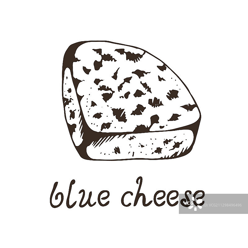 蓝色奶酪手绘孤立在白色图片素材