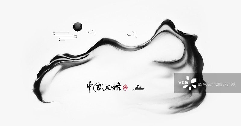 中国风抽象水墨画之山水画图片素材