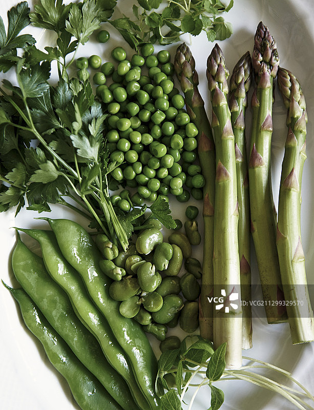绿色蔬菜配香草图片素材