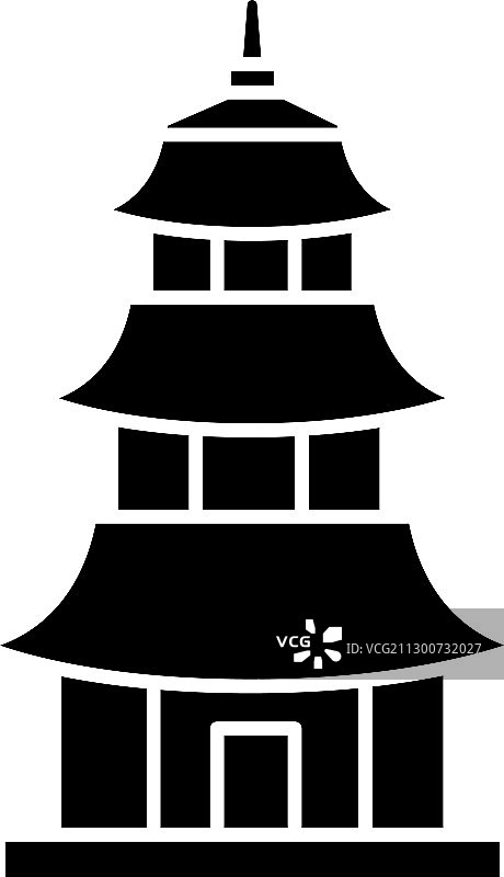 日本寺庙黑色象形象佛塔图片素材